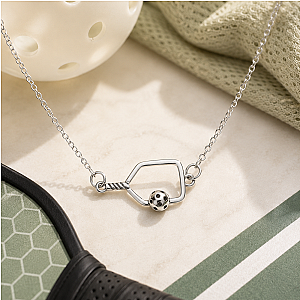 Pickleball Passion Pendant Necklace - Silver