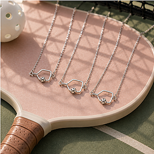 Pickleball Passion Pendant Necklace - Silver