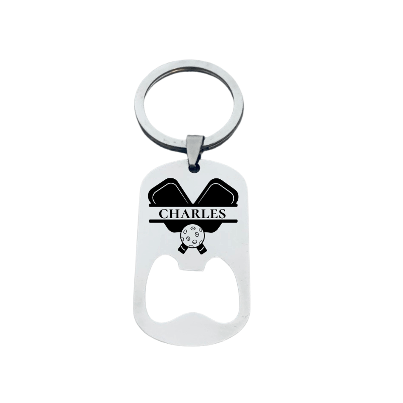 Personalized Pickleball Bottle Opener Keychain