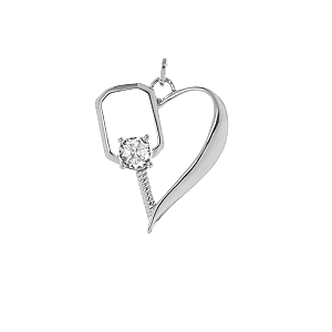 Silver Pickleball Heart Charm