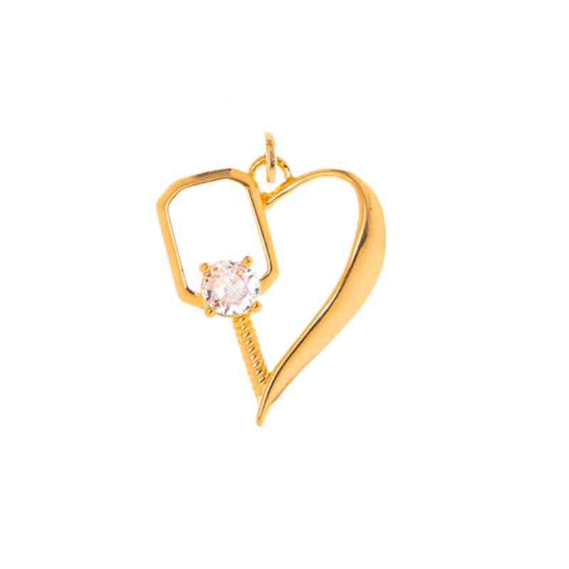 Gold Pickleball Heart Charm