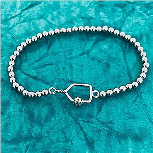 Pickleball Beaded Stretch Bracelet -Silver