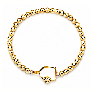 Pickleball Beaded Stretch Bracelet -Gold