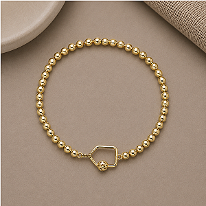 Pickleball Beaded Stretch Bracelet -Gold