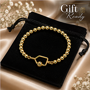 Pickleball Beaded Stretch Bracelet -Gold