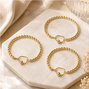 Pickleball Beaded Stretch Bracelet -Gold