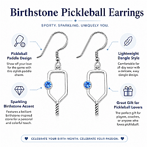 Pickleball Birthstone Dangle Earrings