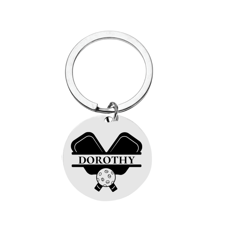 Personalized Pickleball Keychain with Two Paddles