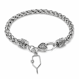 Pickleball Braided Chain Bracelet- Pick Charm