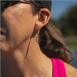 Pickleball Heart Dangle Earrings - Silver