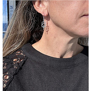 Pickleball Heart Dangle Earrings - Silver