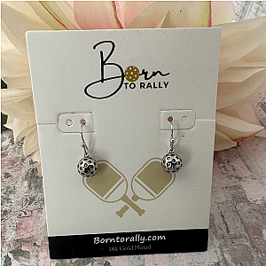 Pickleball Dangle Earrings - Silver