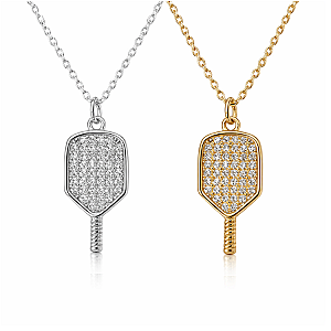 Pickleball CZ Paddle Necklace - Pick Color