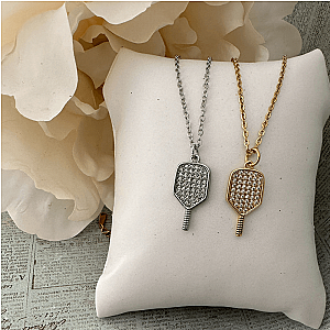 Pickleball CZ Paddle Necklace - Pick Color