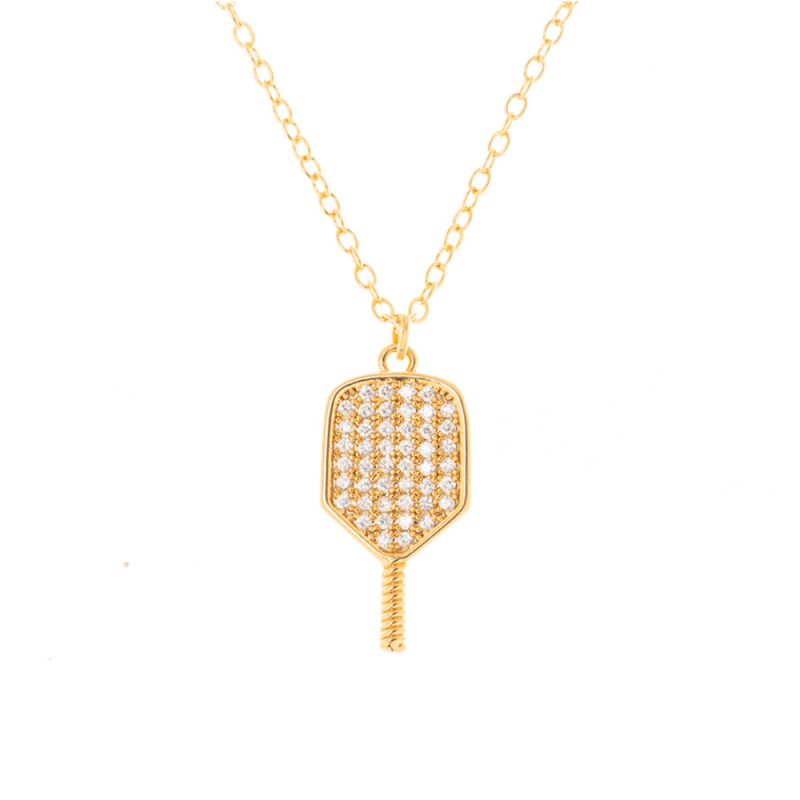 Pickleball CZ Paddle Necklace - Pick Color