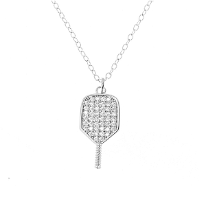 Pickleball CZ Paddle Necklace - Pick Color