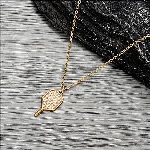 Pickleball CZ Paddle Necklace - Pick Color