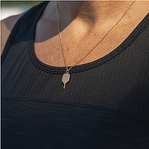 Pickleball CZ Paddle Necklace - Pick Color