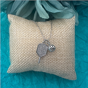 Dinkin’ Diamonds Pickleball Paddle Necklace- Pick Color