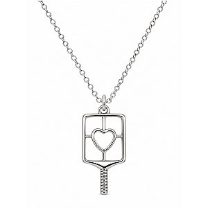 Pickleball Lovestruck Heart Necklace - Silver