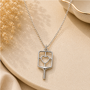 Pickleball Lovestruck Heart Necklace - Silver