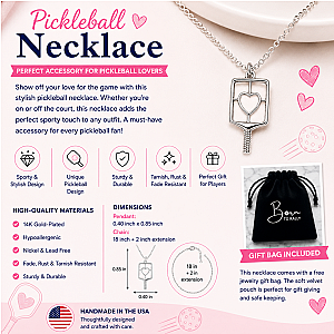 Pickleball Lovestruck Heart Necklace - Silver