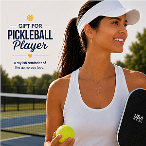Pickleball Lovestruck Heart Necklace - Silver