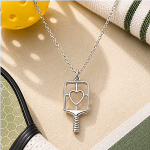 Pickleball Lovestruck Heart Necklace - Silver