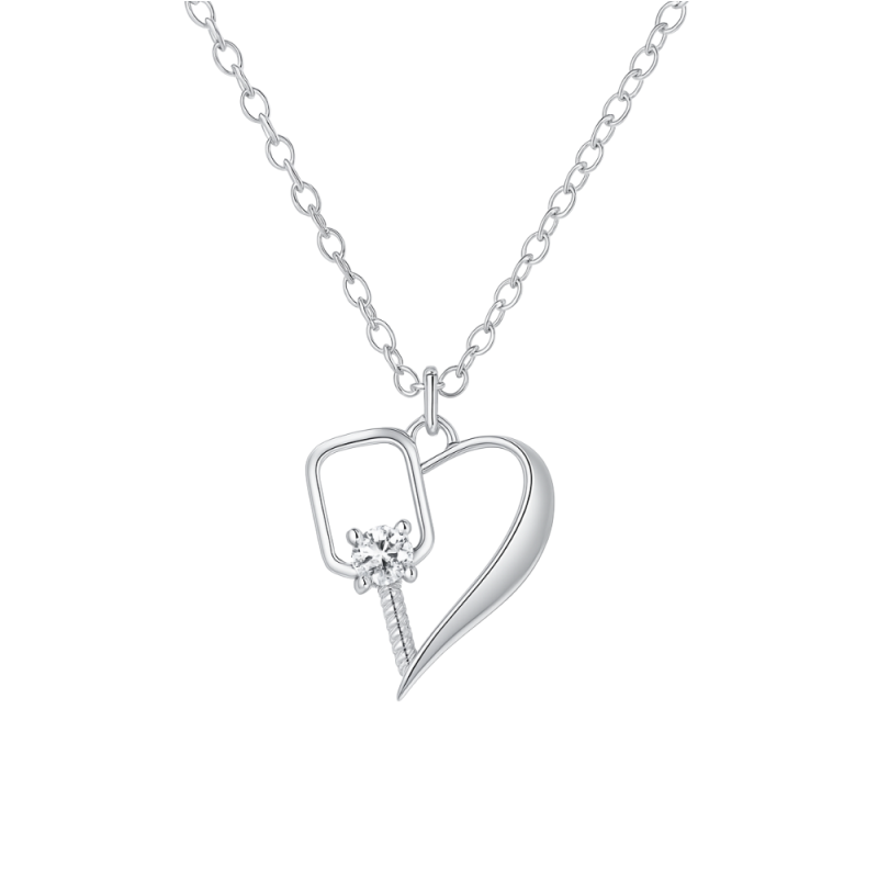 Heart of the Court Pickleball Necklace - Silver