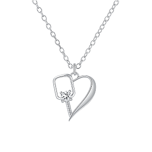 Heart of the Court Pickleball Necklace - Silver