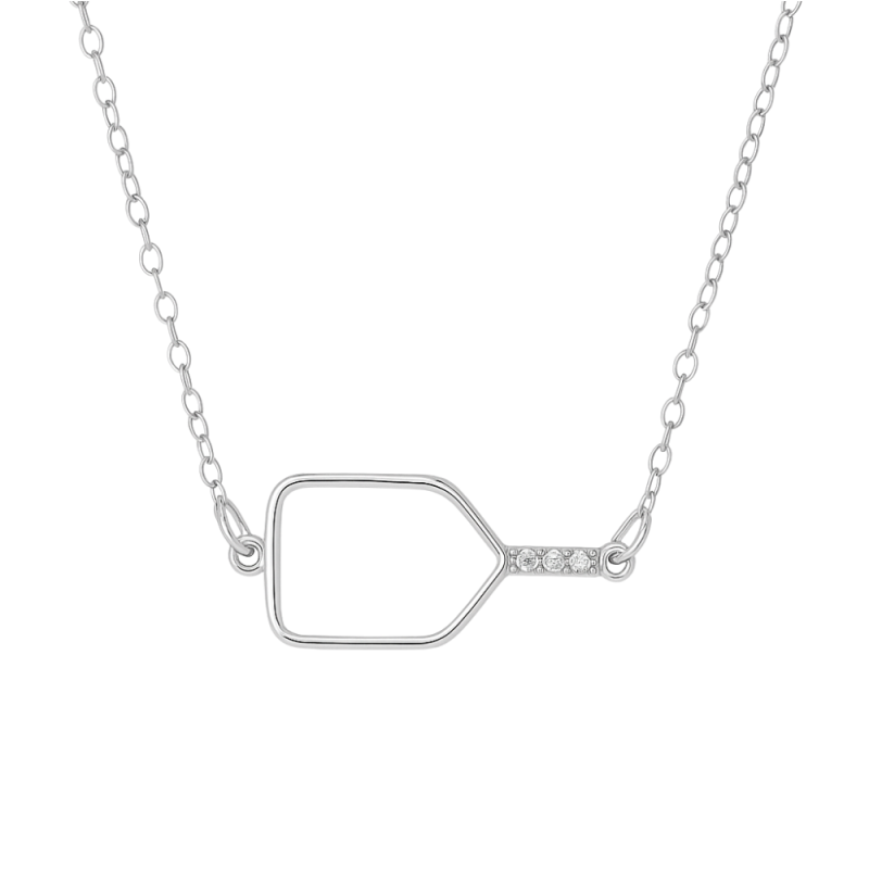 Cross Court Charmer Pickleball Necklace  - Silver