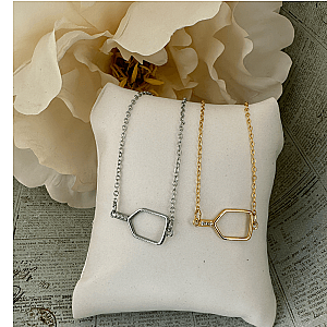 Cross Court Charmer Pickleball Necklace  - Silver