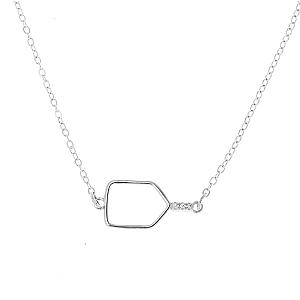 Cross Court Charmer Pickleball Necklace  - Silver
