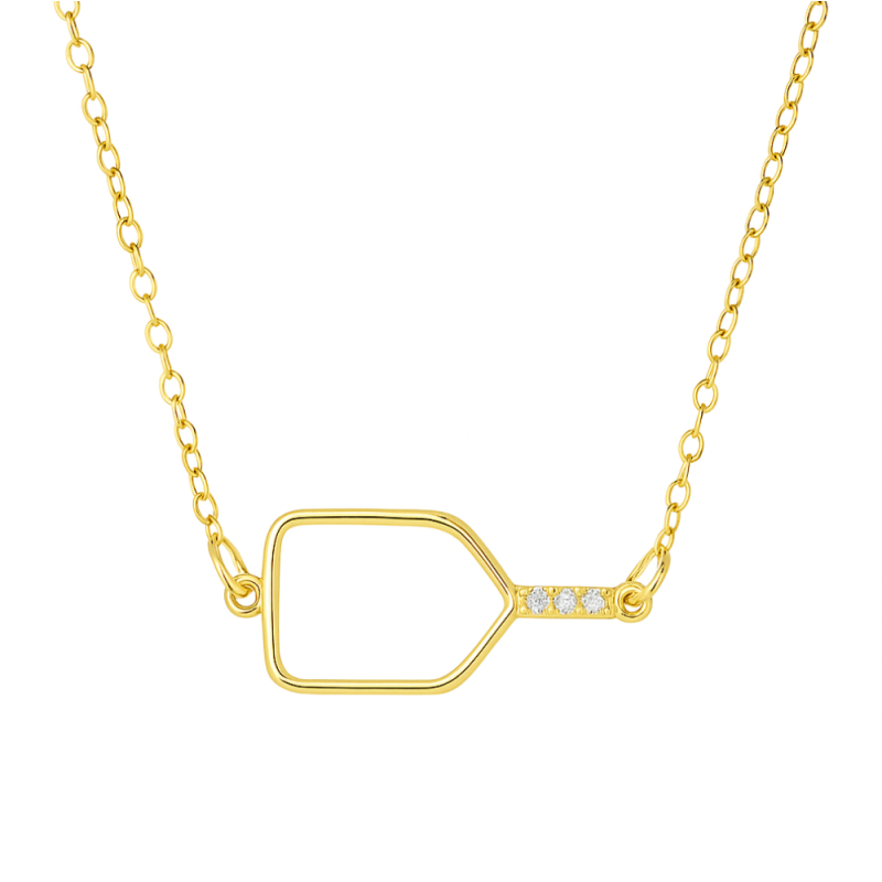 Cross Court Charmer Pickleball Necklace - Gold
