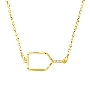 Cross Court Charmer Pickleball Necklace - Gold