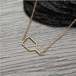 Cross Court Charmer Pickleball Necklace - Gold