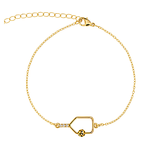 Pickleball Rhinestone Paddle Bracelet - Gold