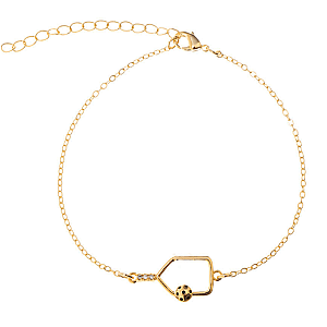 Pickleball Rhinestone Paddle Bracelet - Gold