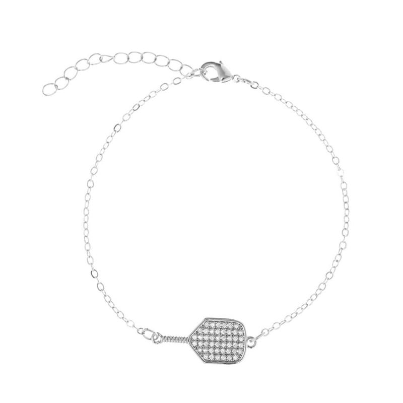 Pickleball Rhinestone Bracelet - Silver