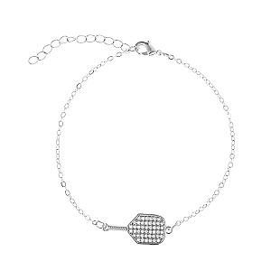 Pickleball Rhinestone Bracelet - Silver