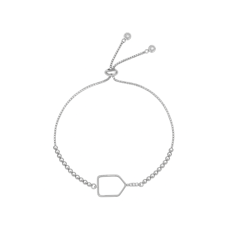 Beaded Pickleball Paddle Bracelet - Silver