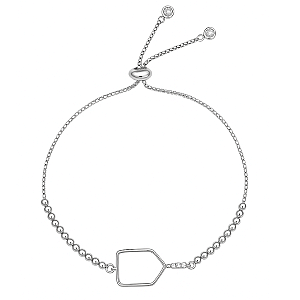 Beaded Pickleball Paddle Bracelet - Silver