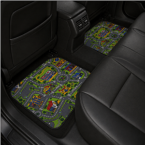 City Carpet Car Floor Mats | Retro 90s Road Map Set