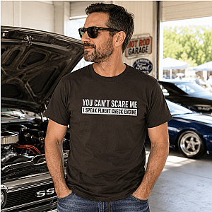 Minimalist Check Engine T-Shirt | Bold Car Repair Humor Tee