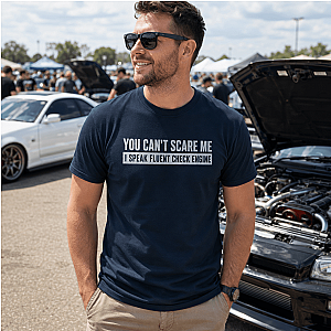 Minimalist Check Engine T-Shirt | Bold Car Repair Humor Tee
