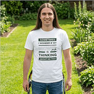Sometimes I Wonder If My Mower Is Thinking About Me Too T-Shirt | Lawn Guy Humor