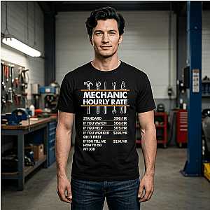 Mechanic Hour Rate T-Shirt | Funny Car Guy Mechanic Tee