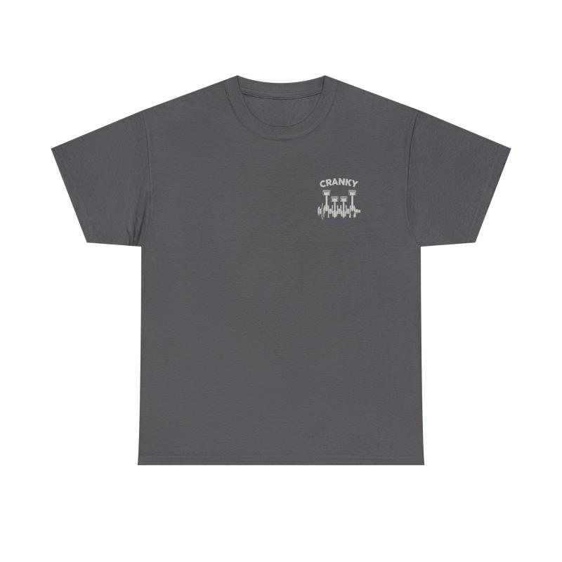 Cranky Minimalist Mechanic T-Shirt | Small Chest Print Crankshaft Tee