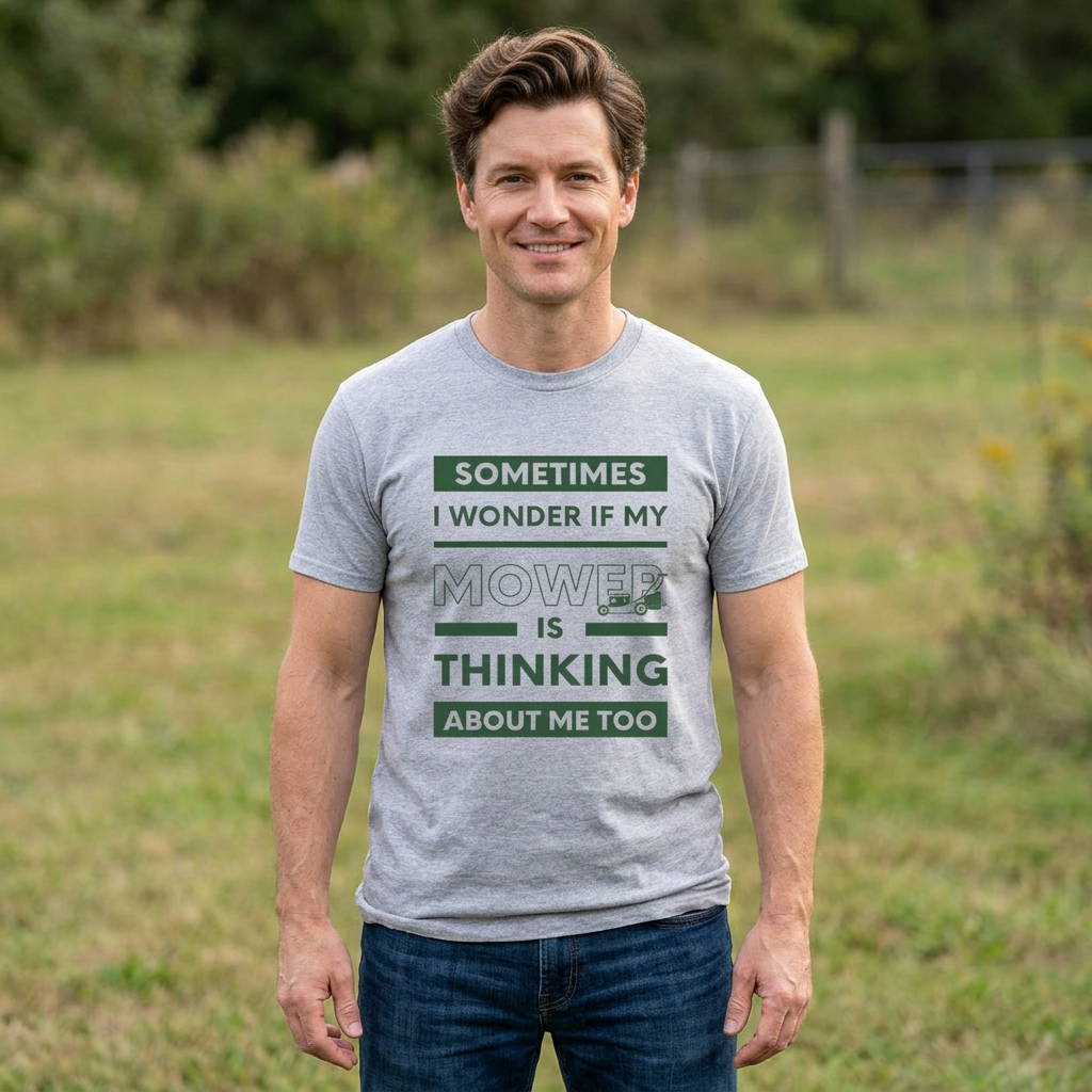 Sometimes I Wonder If My Mower Is Thinking About Me Too | Funny Lawn Tee