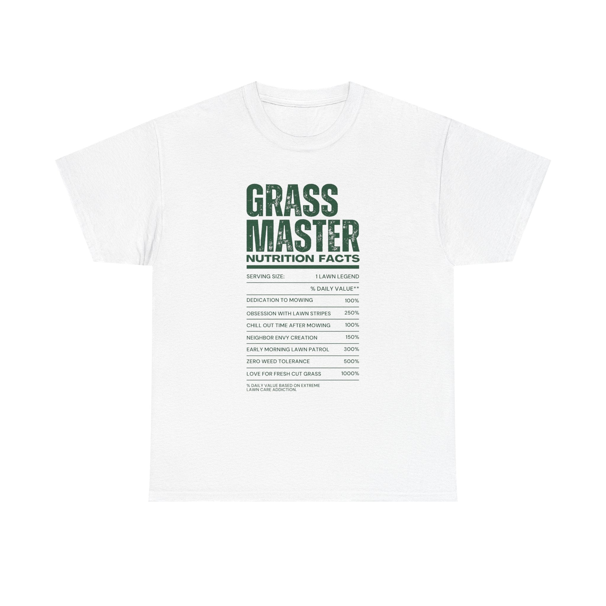 Grass Master Lawn Care Nutrition Facts T-Shirt | Funny Mowing Tee